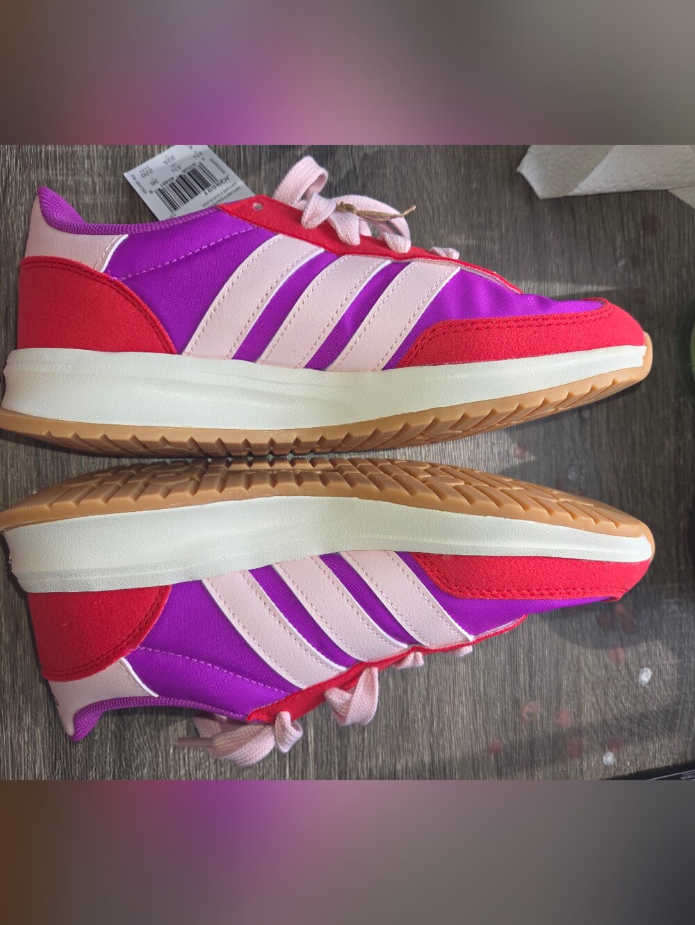 NWT New Adidas Run 70’s 2.0 Purple, Pink & Red  Runner Sneakers Girls 4